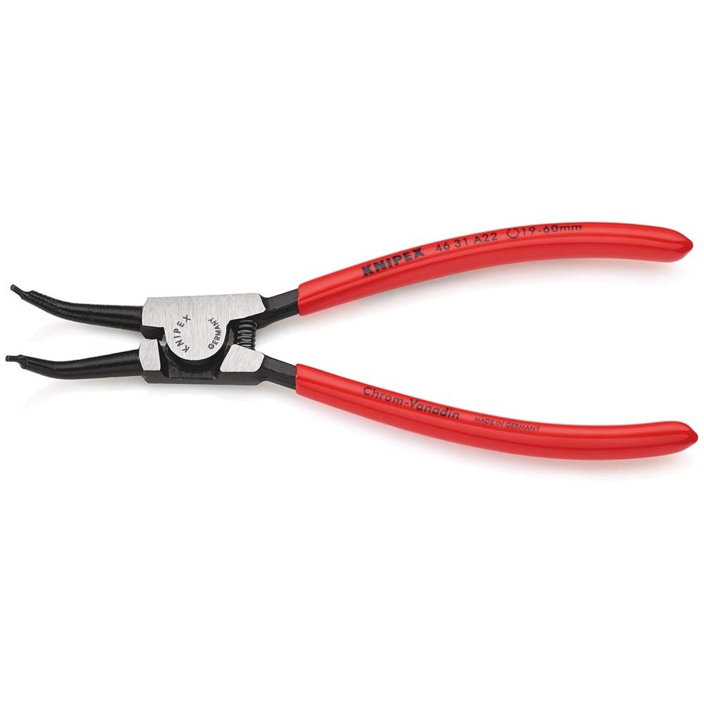 KNIPEX 46 31 A22 Borgveertang voor buitenringen op assen 45° gebogen met kunststof bekleed zwart gea-2