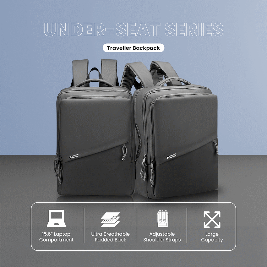 Volkano Traveller Underseat-rugzak – Zwart