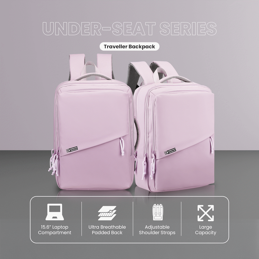 Volkano Traveller Underseat-rugzak – Pastelroze
