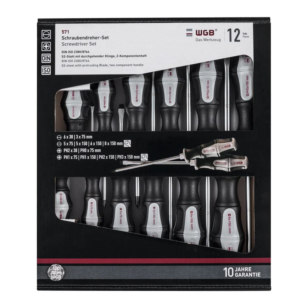 Schroevendraaierset, DIN ISO 238680, DIN ISO 8764, 12-dlg-2