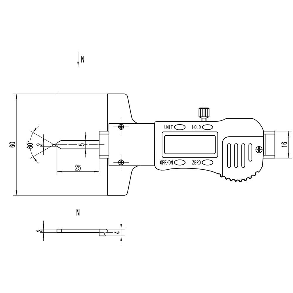 Digital-Tiefen-Messschieber Abl. 0,01mm/inch mit 25mm langer-2
