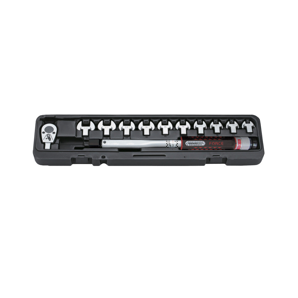 13pc Head-interchageable torque wrench & spanner set