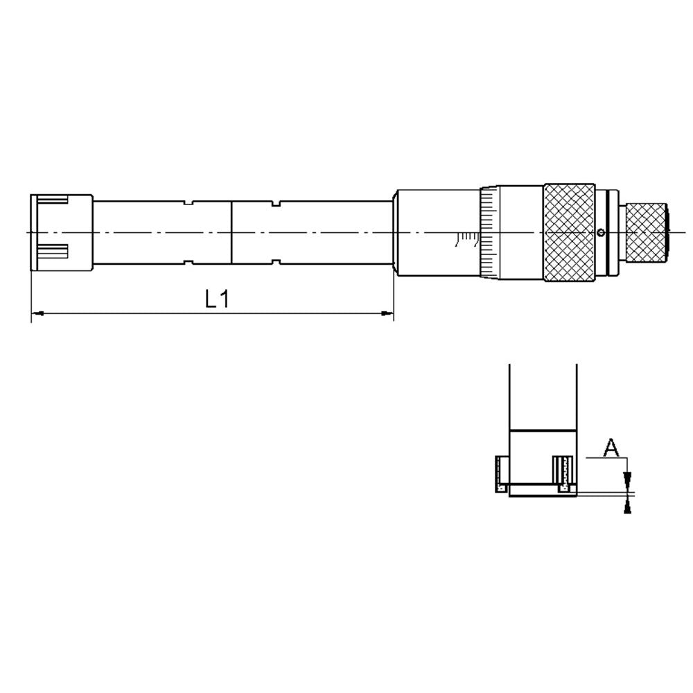 Driepunt binnen micrometer 87-100mm met ring, voor blinde gaten-2