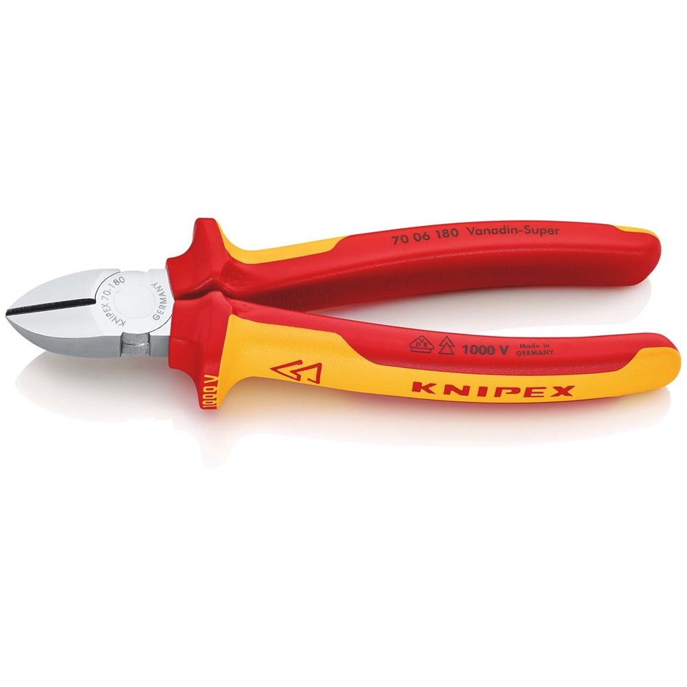 KNIPEX 70 06 180 Zijsnijtang geïsoleerd met meer-componentengrepen, VDE-getest verchroomd 180 mm-0