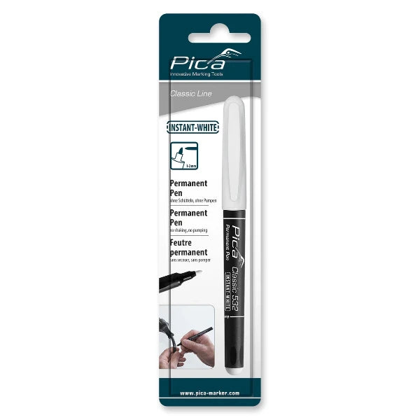 Pica Classic 532/52 Permanent Pen wit - ronde punt (blister)