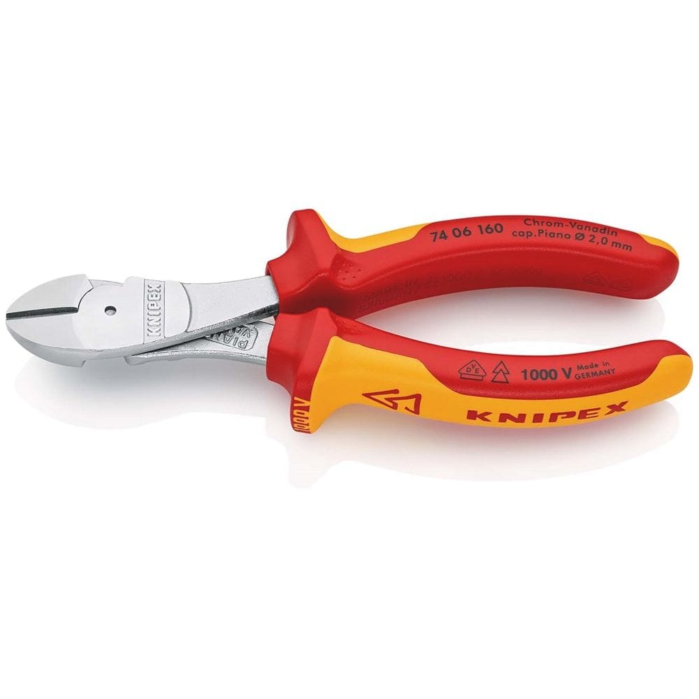 KNIPEX 74 06 160 Kracht-zijsnijtang geïsoleerd met meer-componentengrepen, VDE-getest verchroomd 160-0