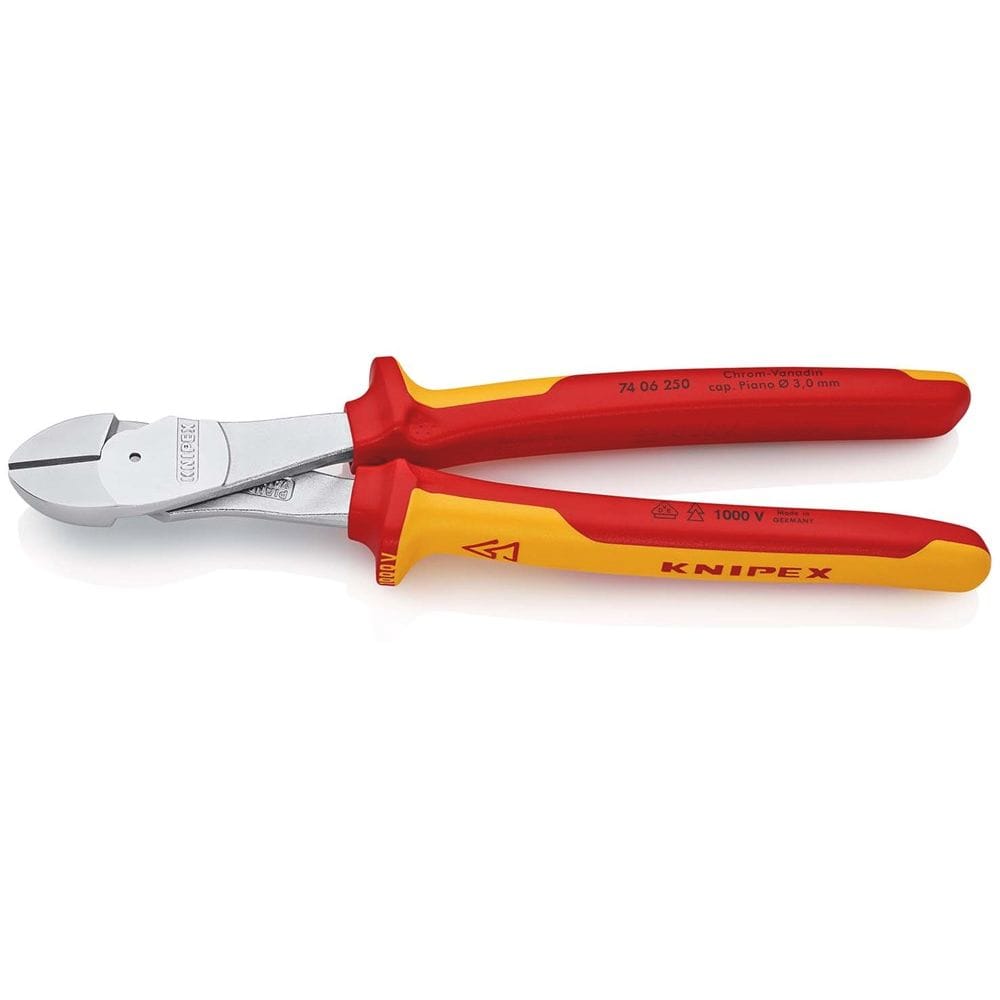 KNIPEX 74 06 250 Kracht-zijsnijtang geïsoleerd met meer-componentengrepen, VDE-getest verchroomd 250-0