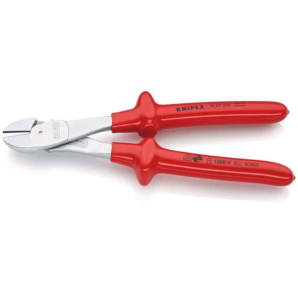 KNIPEX 74 07 250 Kracht-zijsnijtang dompelisolatie, VDE-getest verchroomd 250 mm-2