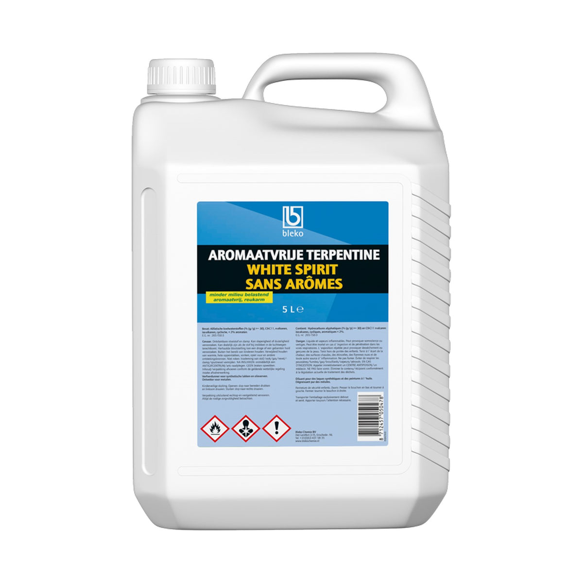 Bleko Terpentine Speciaal (Aromaatvrij) 5 liter – EAN 8712457050478