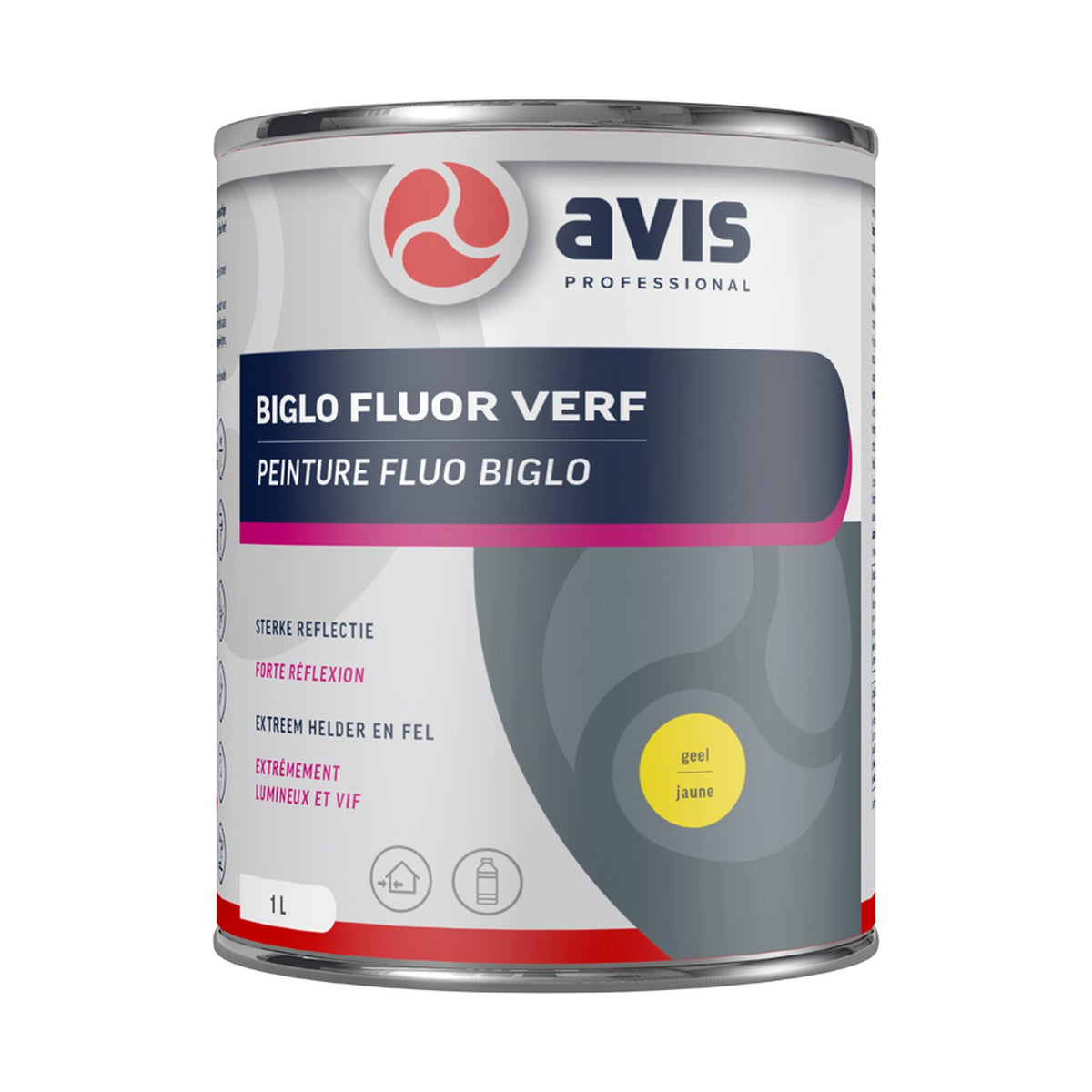 Avis Biglo Fluor Verf Geel RAL 1026 1 liter – EAN 8712576100511