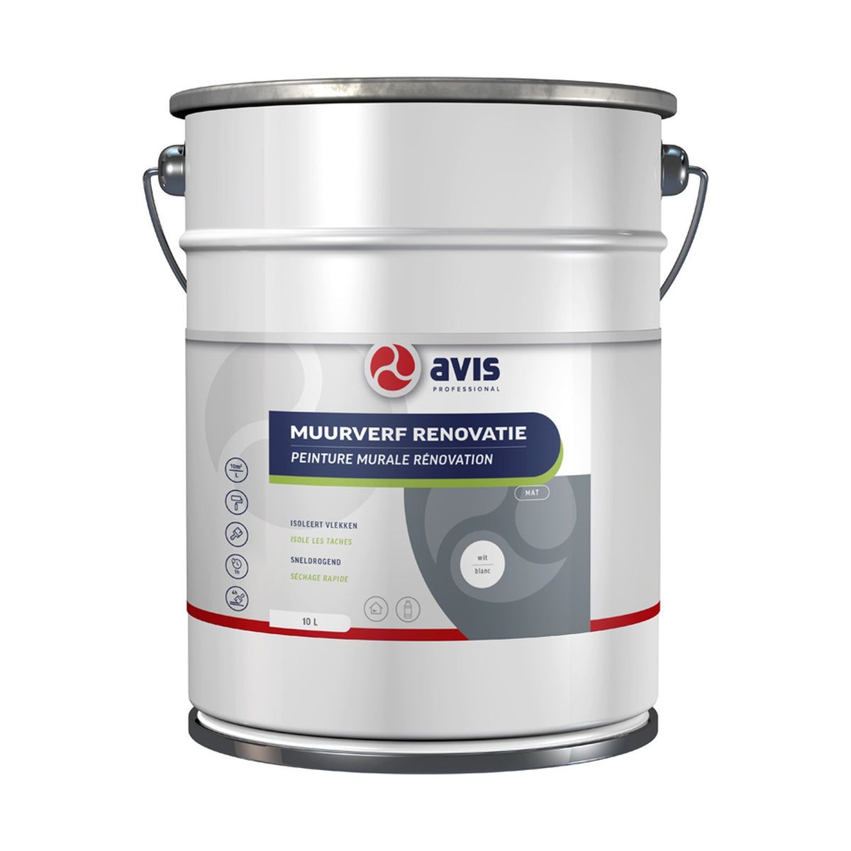 Avis Muurverf Renovatie Wit Mat 10 liter – EAN 8712576300577