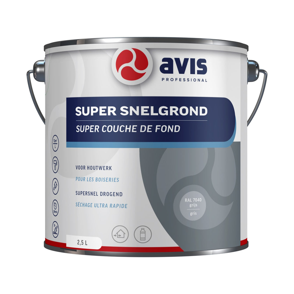 Avis Super Snelgrond Grijs (RAL 7040) 2,5 liter – EAN 8712576306609