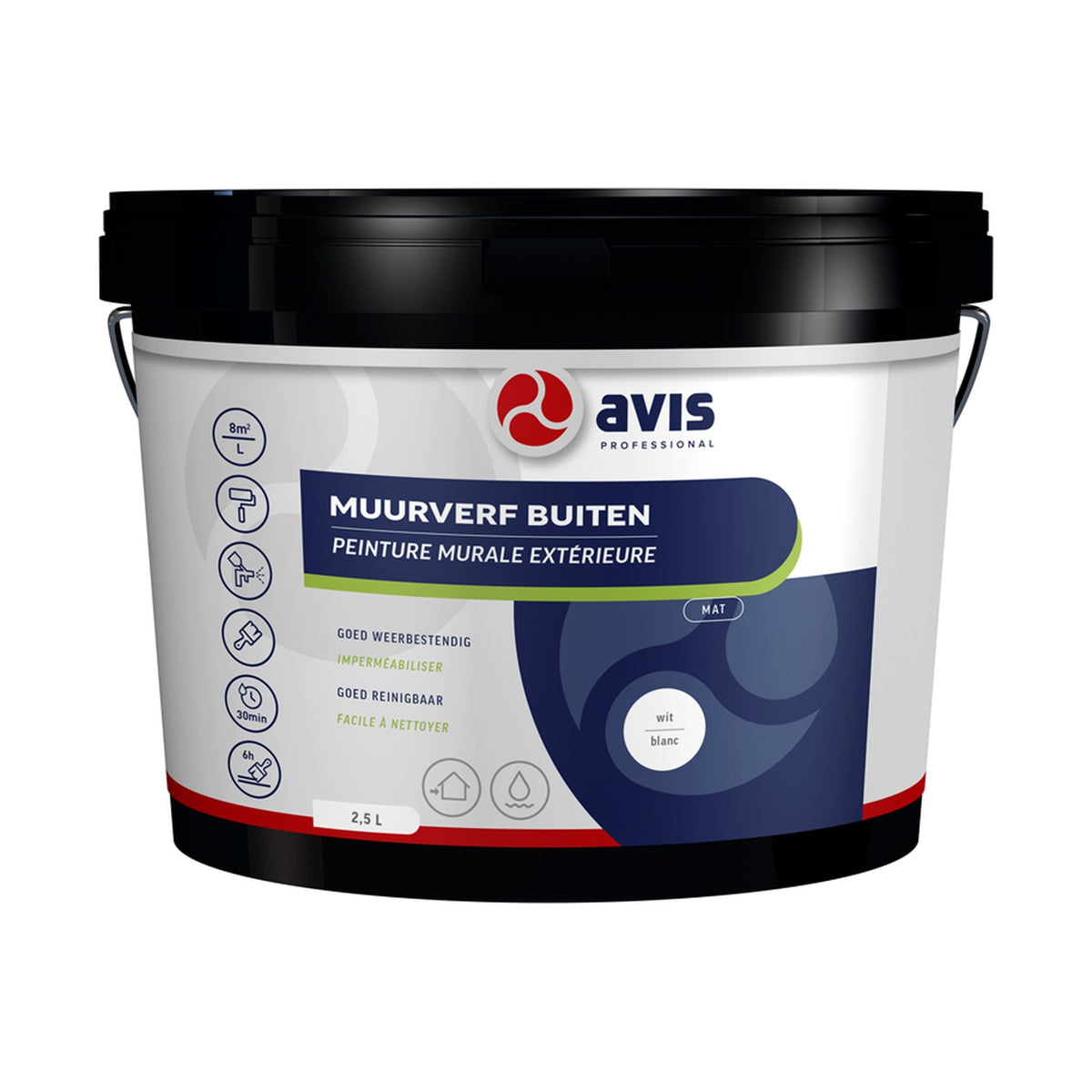 Avis Muurverf Buiten Wit Mat 2,5 liter – EAN 8712576308184