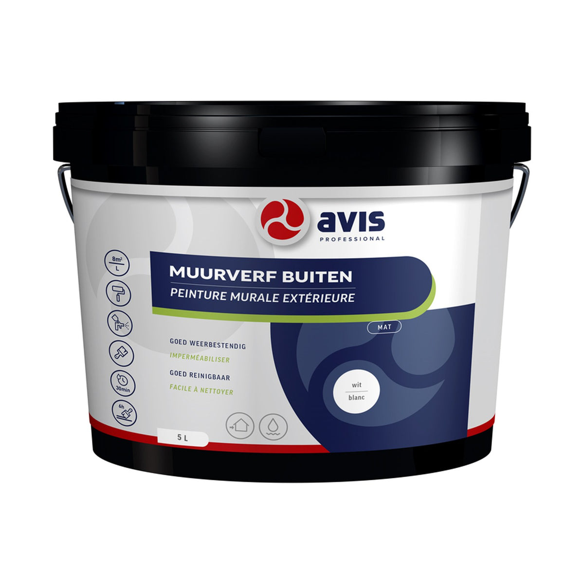 Avis Muurverf Buiten Wit Mat 5 liter – EAN 8712576308191