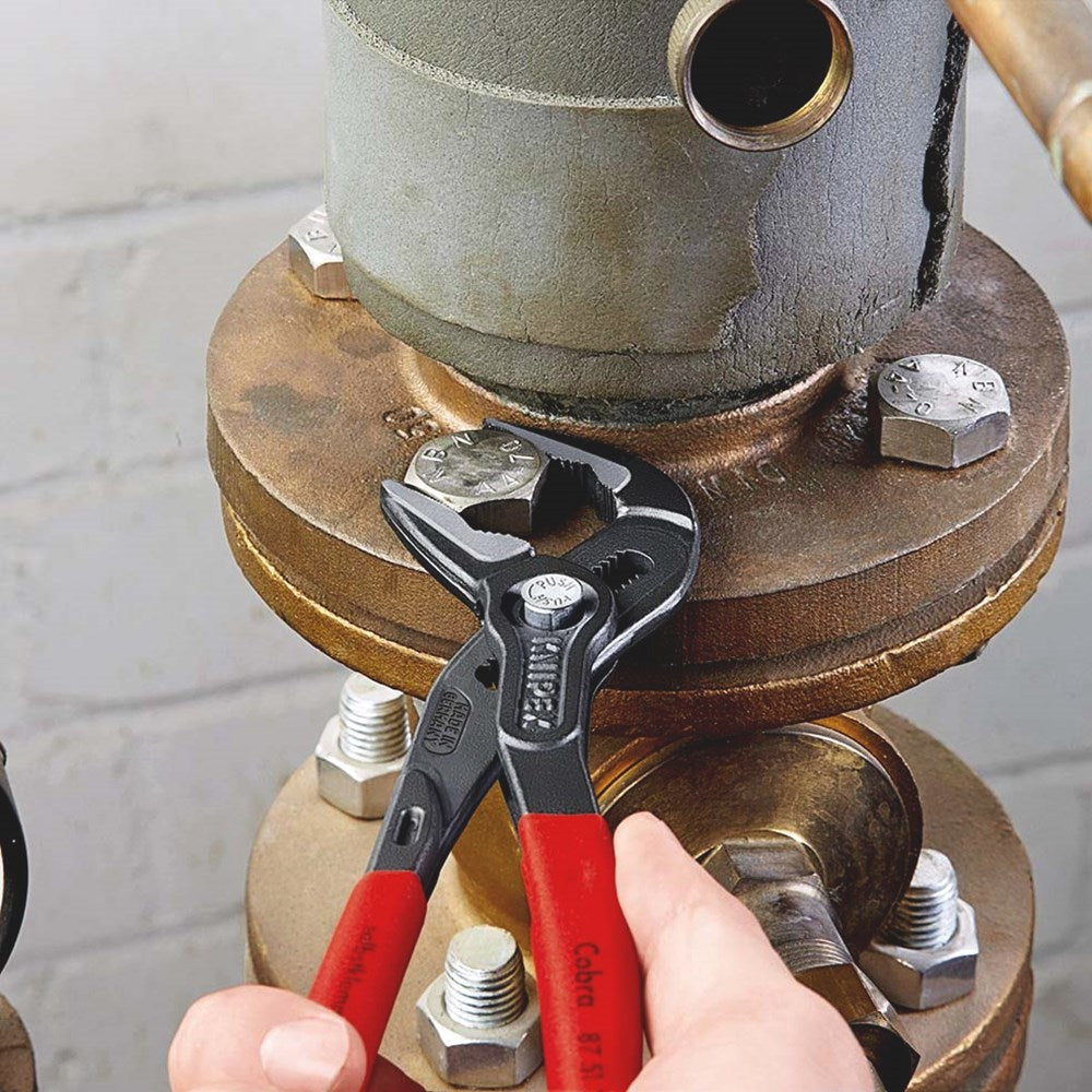 KNIPEX 87 51 250 Cobra® ES Waterpomptang extra-slank met anti-slip kunststof bekleed grijs geatramen-3