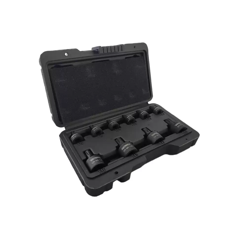9-delige Stubby Impact Torx Bit-doppenset T10 tot T50 laag profiel