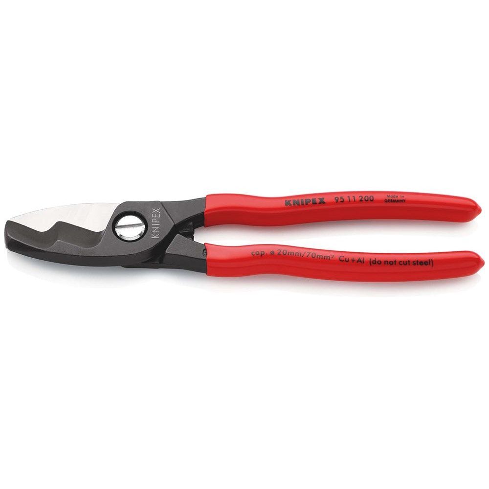 KNIPEX 95 11 200 Kabelschaar met dubbele snijkanten met kunststof bekleed gebruineerd 200 mm-0