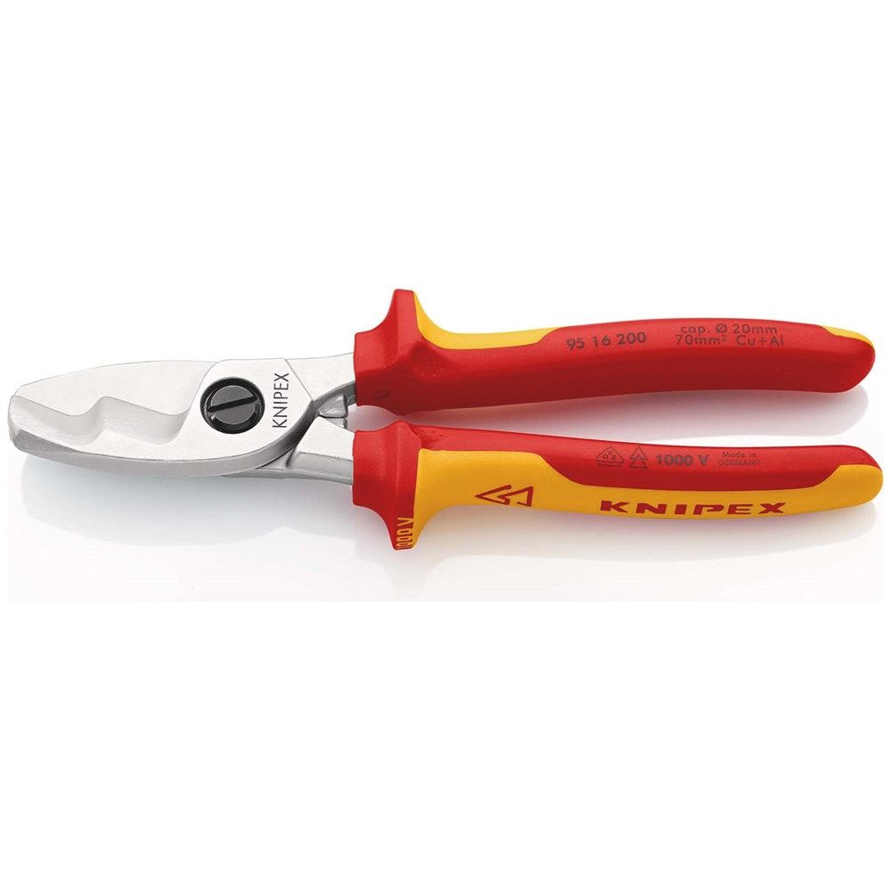 KNIPEX 95 16 200 Kabelschaar met dubbele snijkanten geïsoleerd met meer-componentengrepen, VDE-getes-0