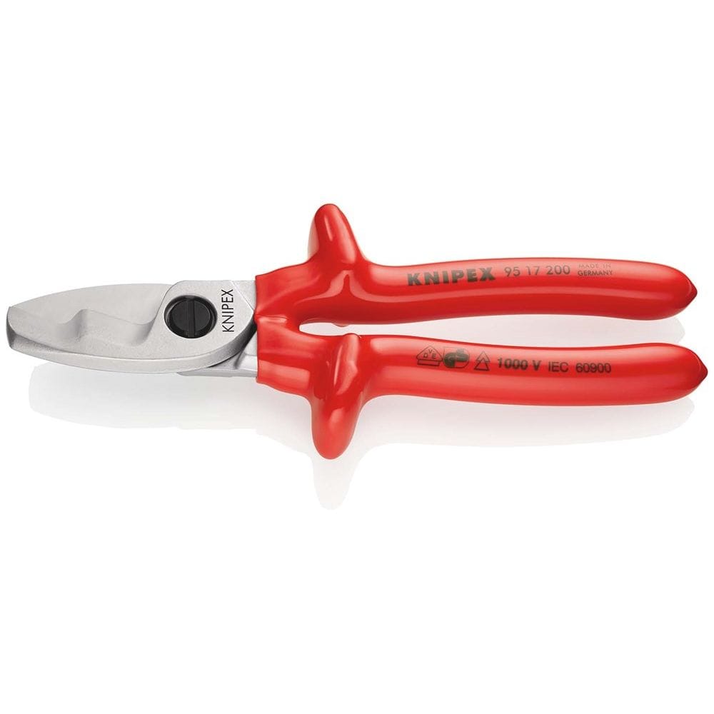 KNIPEX 95 17 200 Kabelschaar met dubbele snijkanten dompelisolatie, VDE-getest verchroomd 200 mm-0