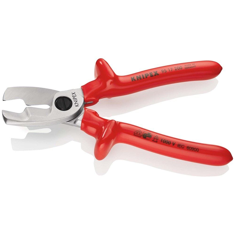 KNIPEX 95 17 200 Kabelschaar met dubbele snijkanten dompelisolatie, VDE-getest verchroomd 200 mm-2