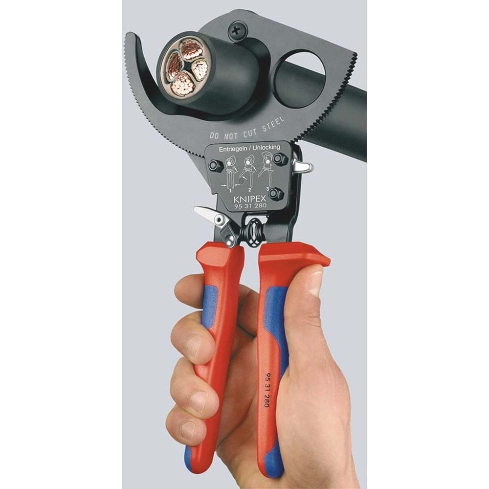 KNIPEX 95 31 250 Kabelschaar (ratelprincipe) met meer-componentengrepen zwart gelakt 250 mm (zelfbed-9
