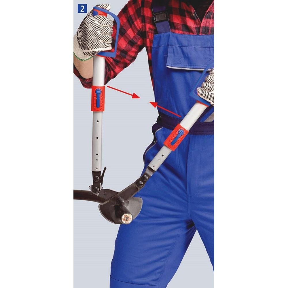 KNIPEX 95 32 038 Kabelschaar (ratelprincipe) met telescopische grepen met meer-componentengrepen 570-3