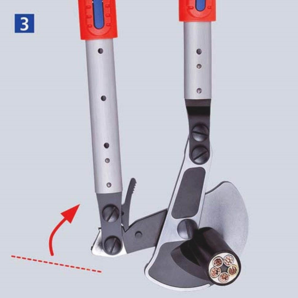 KNIPEX 95 32 038 Kabelschaar (ratelprincipe) met telescopische grepen met meer-componentengrepen 570-4