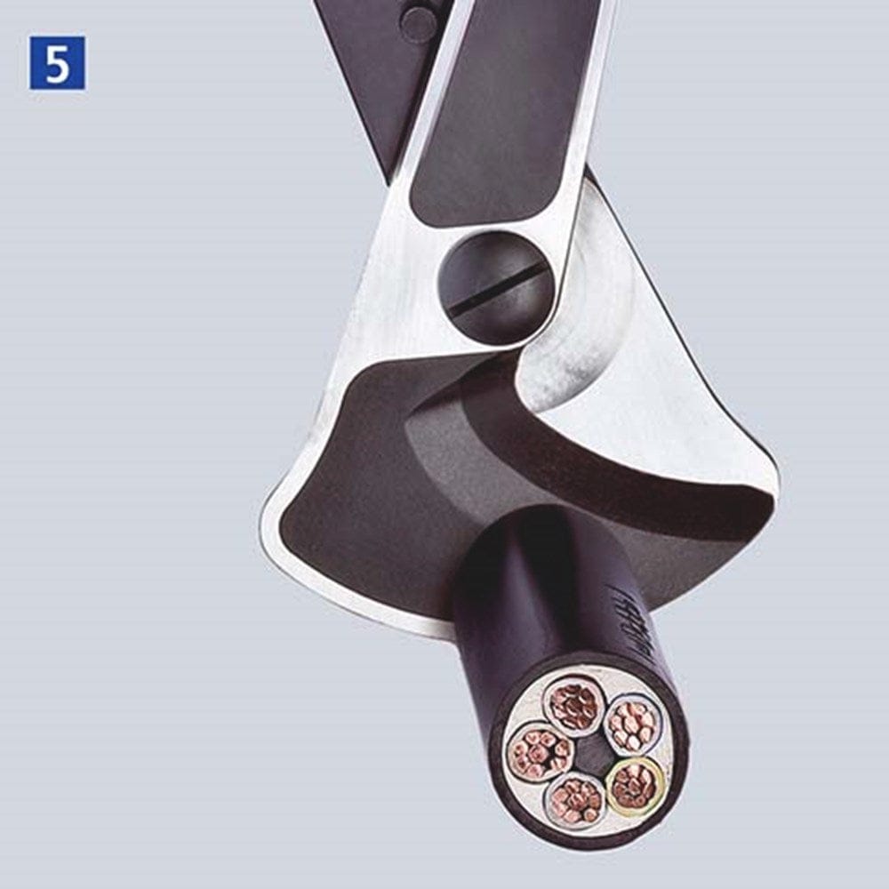 KNIPEX 95 32 038 Kabelschaar (ratelprincipe) met telescopische grepen met meer-componentengrepen 570-6