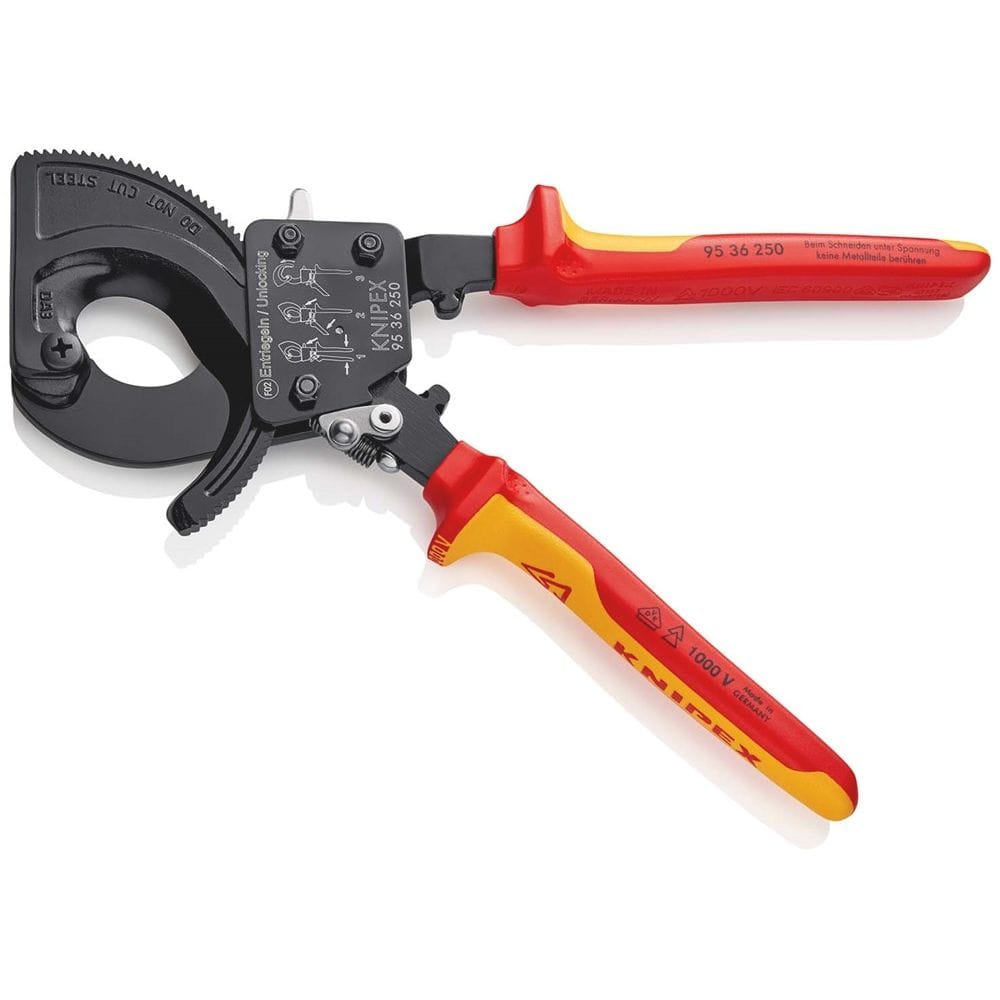 KNIPEX 95 36 250 Kabelschaar (ratelprincipe) geïsoleerd met meer-componentengrepen, VDE-getest zwart-2
