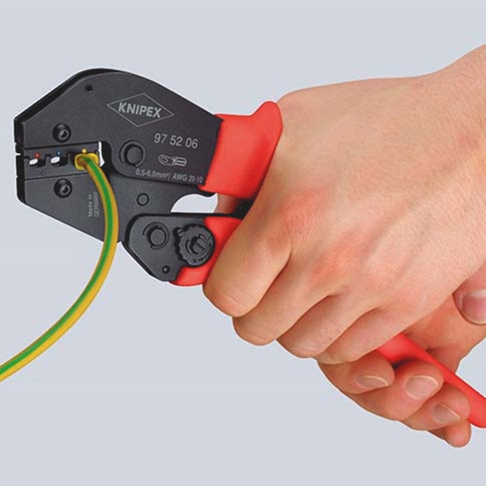 KNIPEX 97 52 23 Krimptang ook te bedienen met twee handen met antislip kunststof bekleding gebruinee-5