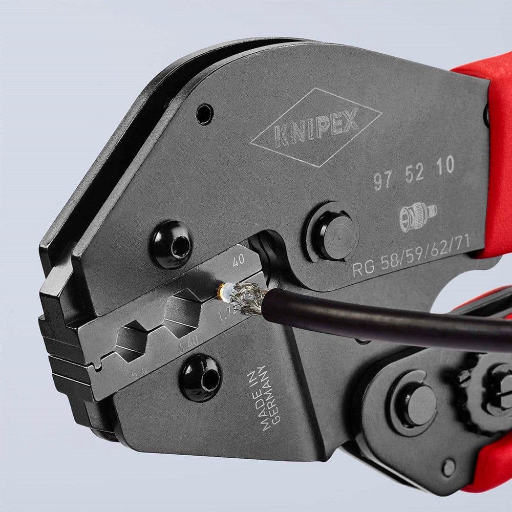 KNIPEX 97 52 10 Krimptang ook te bedienen met twee handen met antislip kunststof bekleding gebruinee-6