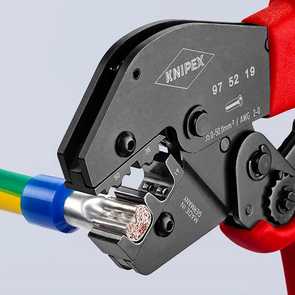 KNIPEX 97 52 19 Krimptang ook te bedienen met twee handen met antislip kunststof bekleding gebruinee-6