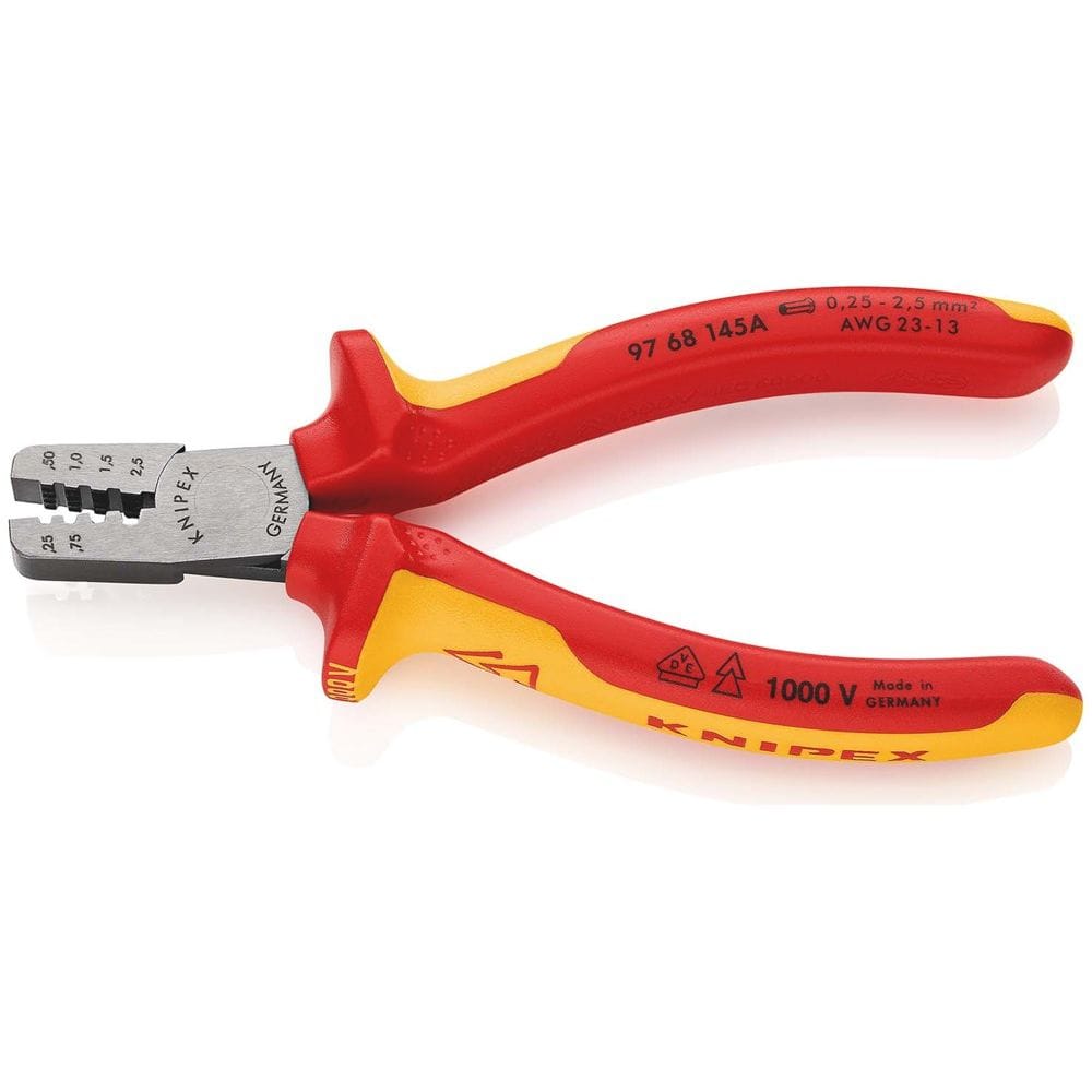 KNIPEX 97 68 145 A Krimptang voor adereindhulzen geïsoleerd met meer-componentengrepen, VDE-getest 1-2