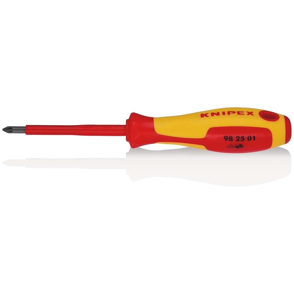 KNIPEX 98 25 01 Schroevendraaier voor kruiskopschroeven Pozidriv® geïsoleerde meercomponenten-greep,-0