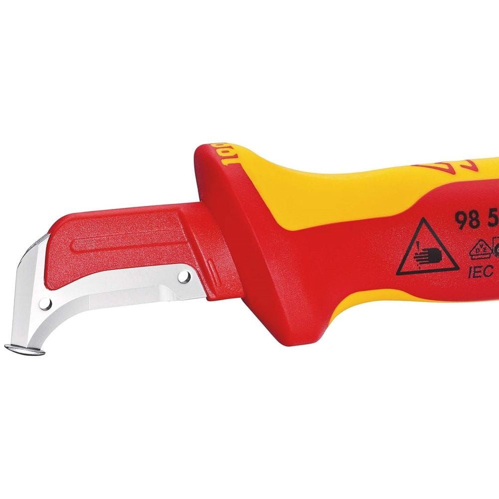 KNIPEX 98 55 Ontmantelingsmes met glijschoen geïsoleerde meercomponenten-greep, VDE-getest 180 mm-3