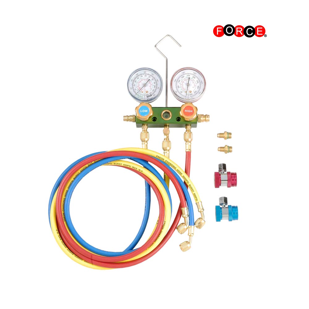 Aluminum R12,R22,R134a Auto A/C Manifold Gauge Set (with 60" hose 1/4" SAE and 2 couplers)