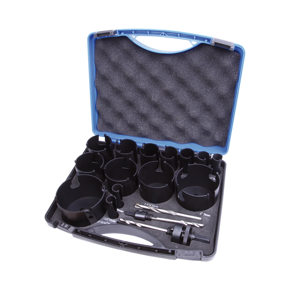 Gatzagenset Bi-Metaal 16-delig Combi 19-76mm kunststof koffer