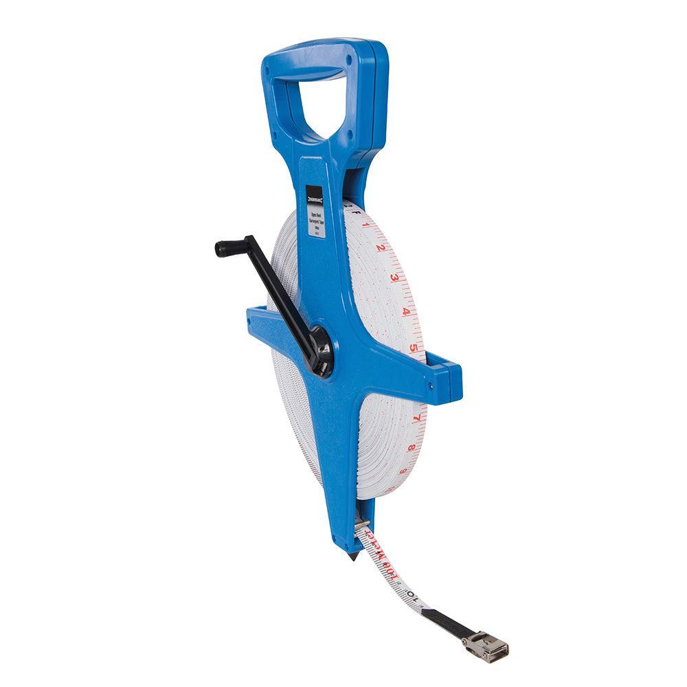 Silverline - Landmeterrolmaat met open spoel 100 m x 13 mm