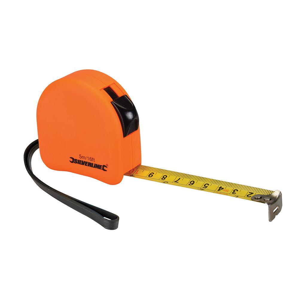 Silverline - Felgekleurde ergonomische rolmaat 8 meter