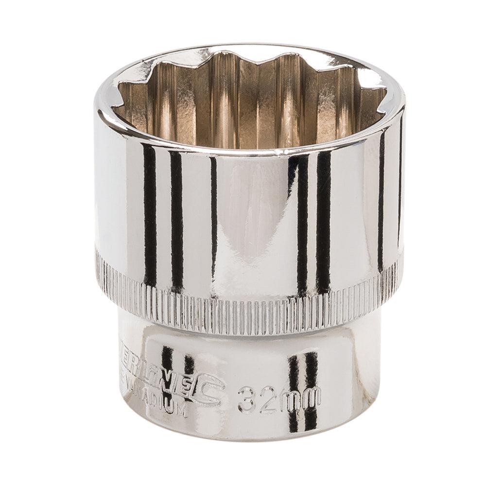 Silverline - 10-delige set met 1/2" metrische zeskantdoppen 32mm