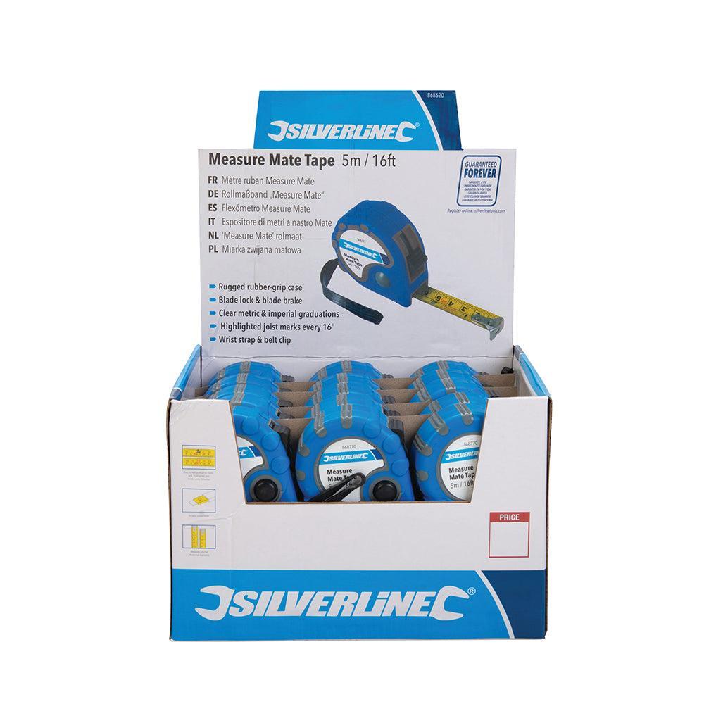 Silverline - 'Measure Mate' rolmaat displaydoos 30 st.,5 m x 19 mm