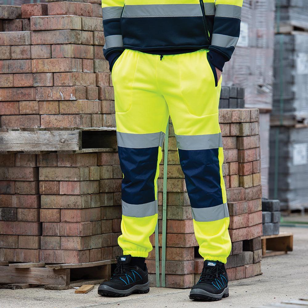 Tough Grit - Tweekleurige Hi-Vis joggingbroek, geel/blauw