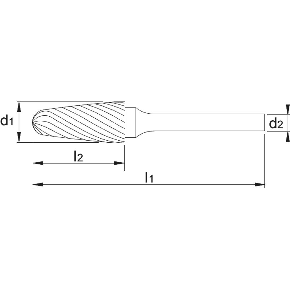 Phantom Hardmetaal Stiftfrees model F, boomvorm met ronde kop, schacht 3 mm