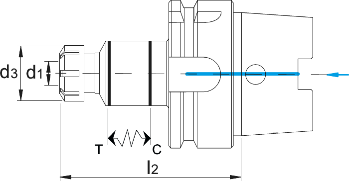 Phantom Synchro Taphouder ISO 15488-C (DIN 6499-C) voor ER spantangen (met vierkant), ISO 12164 (DIN 69893)