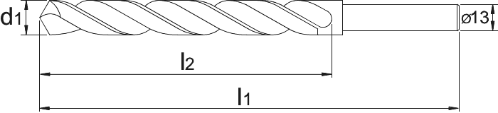 Phantom HSS Spiraalboor Step-point, met drievlaks schacht 13 mm