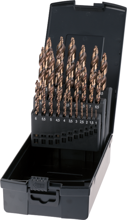 Phantom HSS-E Set Spiraalboren DIN 338 Step-point, met drievlaks schacht
