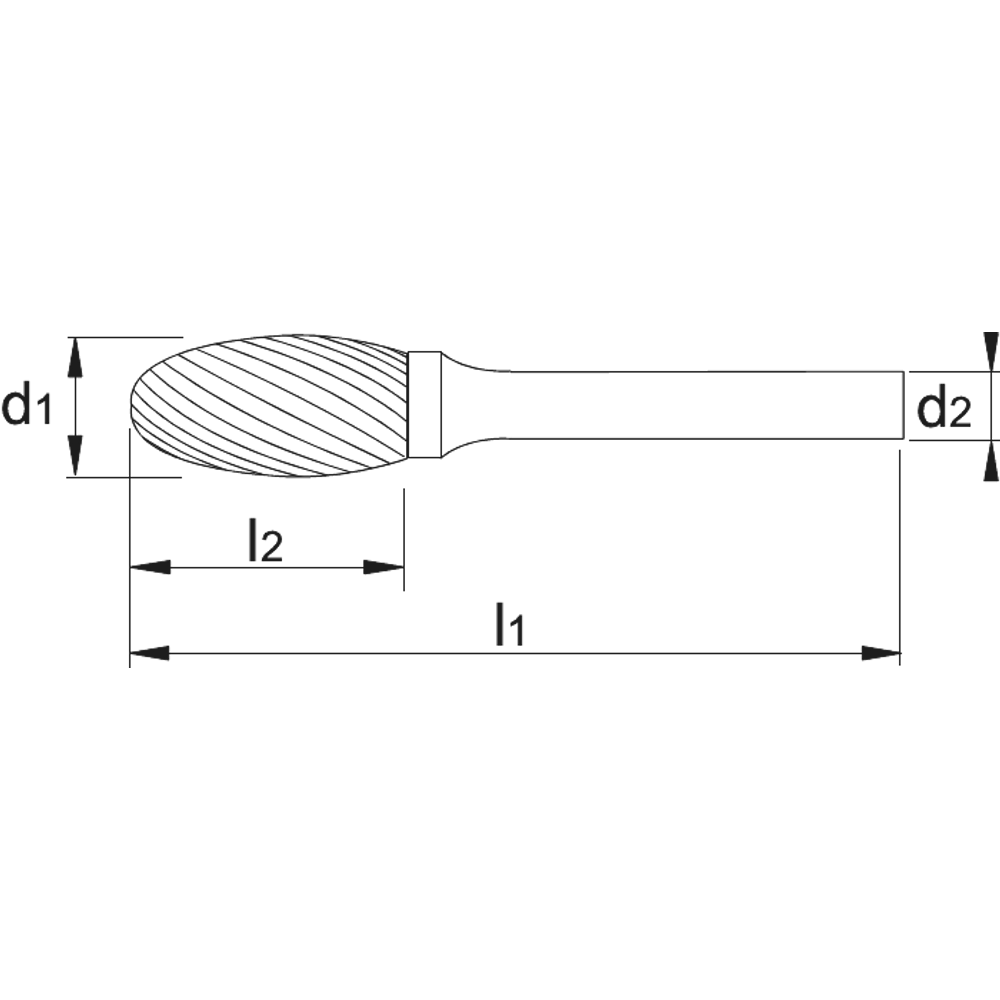 Phantom Hardmetaal Stiftfrees model E, druppelvorm, schacht 3 mm