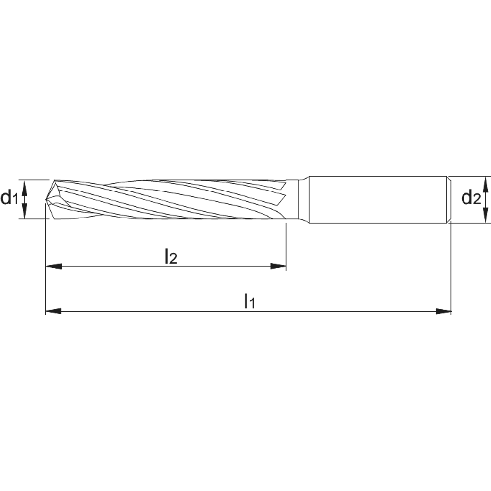 Phantom Volhardmetaal Spiraalboor 5xD TiAlN, gehard staal, HRC 45-70