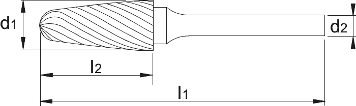 Phantom Hardmetaal Stiftfrees model F, boomvorm met ronde kop, schacht 6 mm, TiAlN