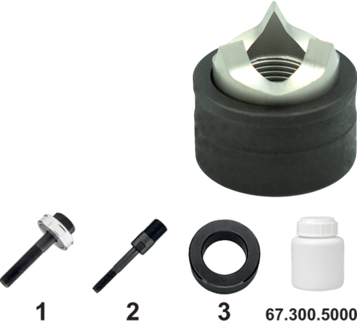 Phantom Gatenpons met 3-voudig splijtstempel, voor hand- en hydraulisch gebruik, roestvaststaal, excl. bout